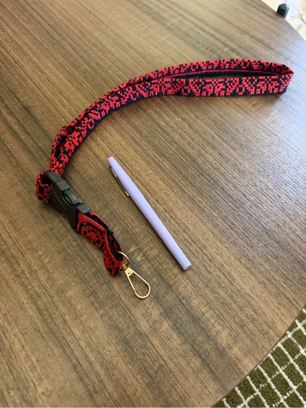 Palestinian Tatreez / embroidered Red and Black fabric  Lanyard with Clip